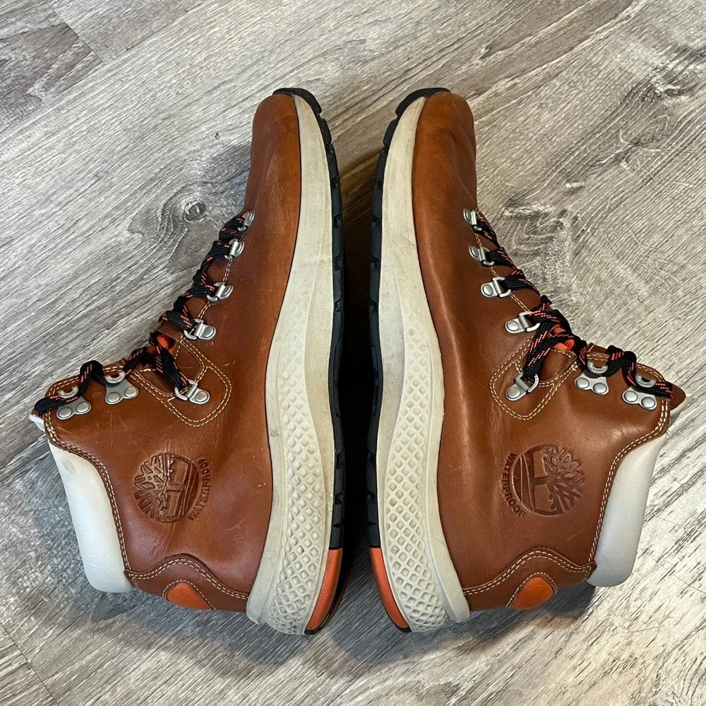 Timberland World Hiker Mid Waterproof Leather Boots Brown Mens 13 A1RMA Aerocore